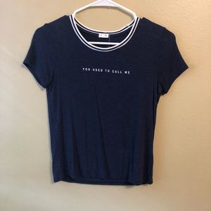 “You Used To Call Me” Navy Blue Crop Top